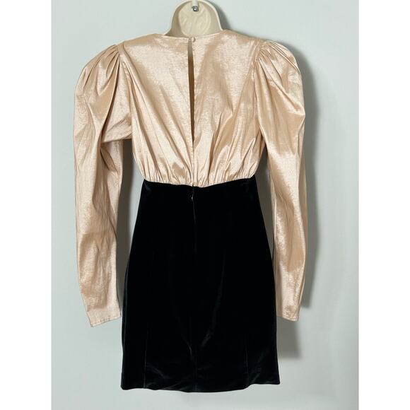 NWT LPA Kaia Black and Nude Mini Velvet and Taffeta Cocktail Dress Size S - Picture 4 of 13